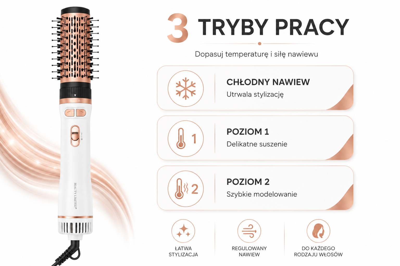 Przełącznik 3 trybów pracy szczotko-suszarki RotatePro White Beauty Limited